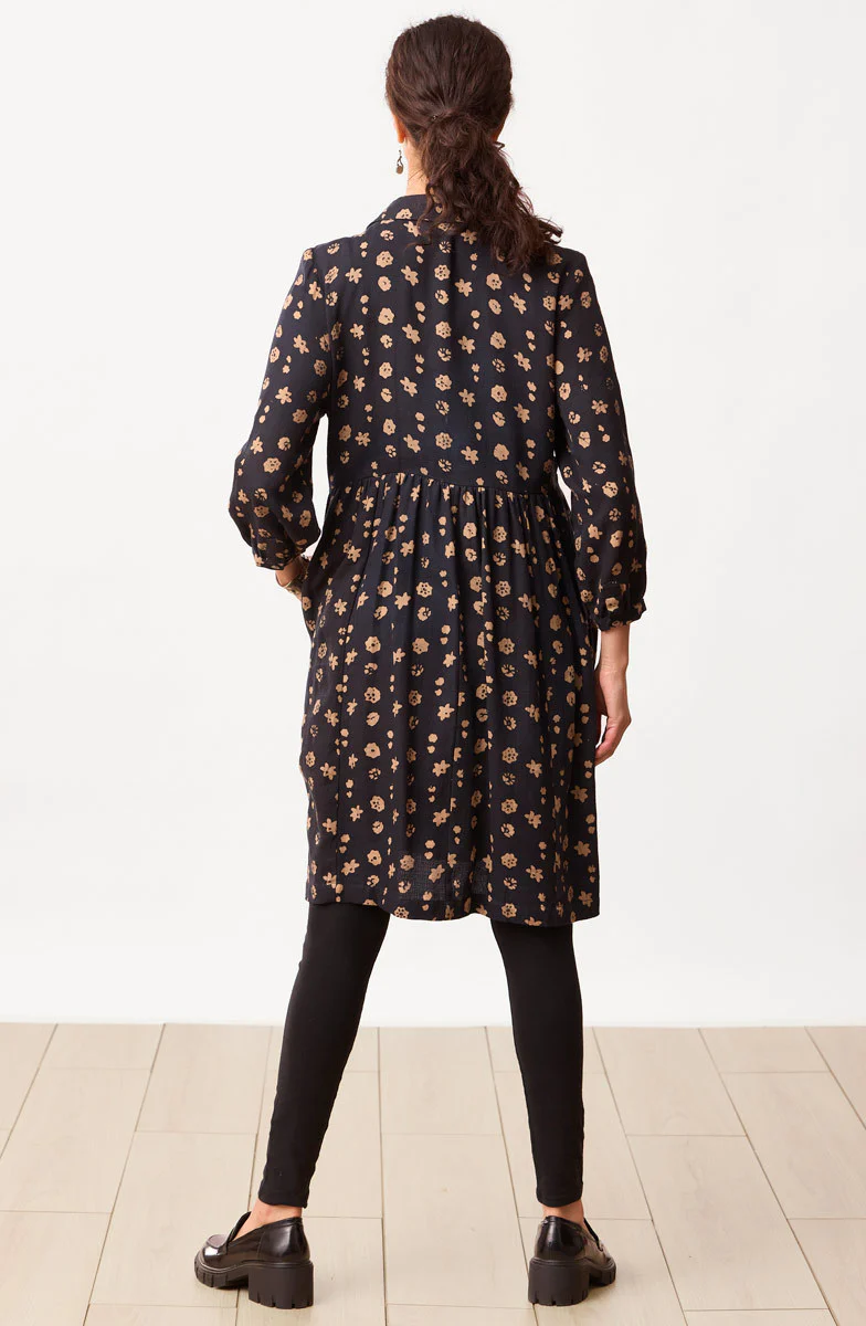Vamika Button-Front Knee-Length Shirtdress - Black/Shale - Image 5