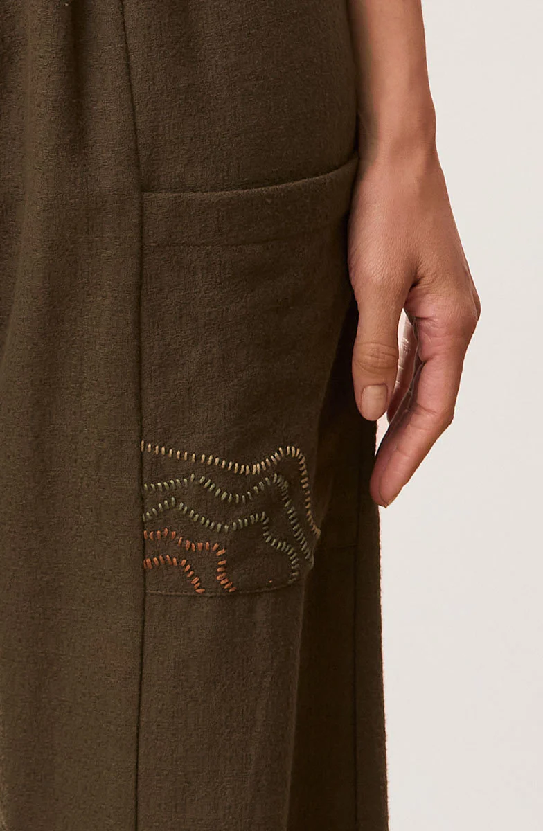 Vani Pull-On Textured Cotton Pant - Walnut - Image 2