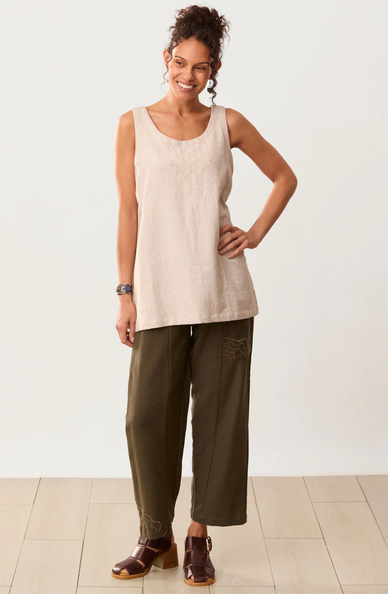 Vani Pull-On Textured Cotton Pant - Walnut - Image 5