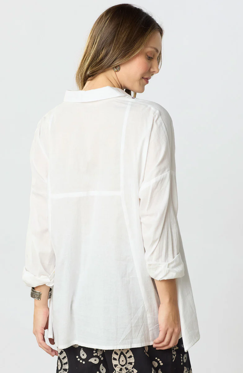 Vanita Classic Collar Embroidered Shirt - White - Image 4