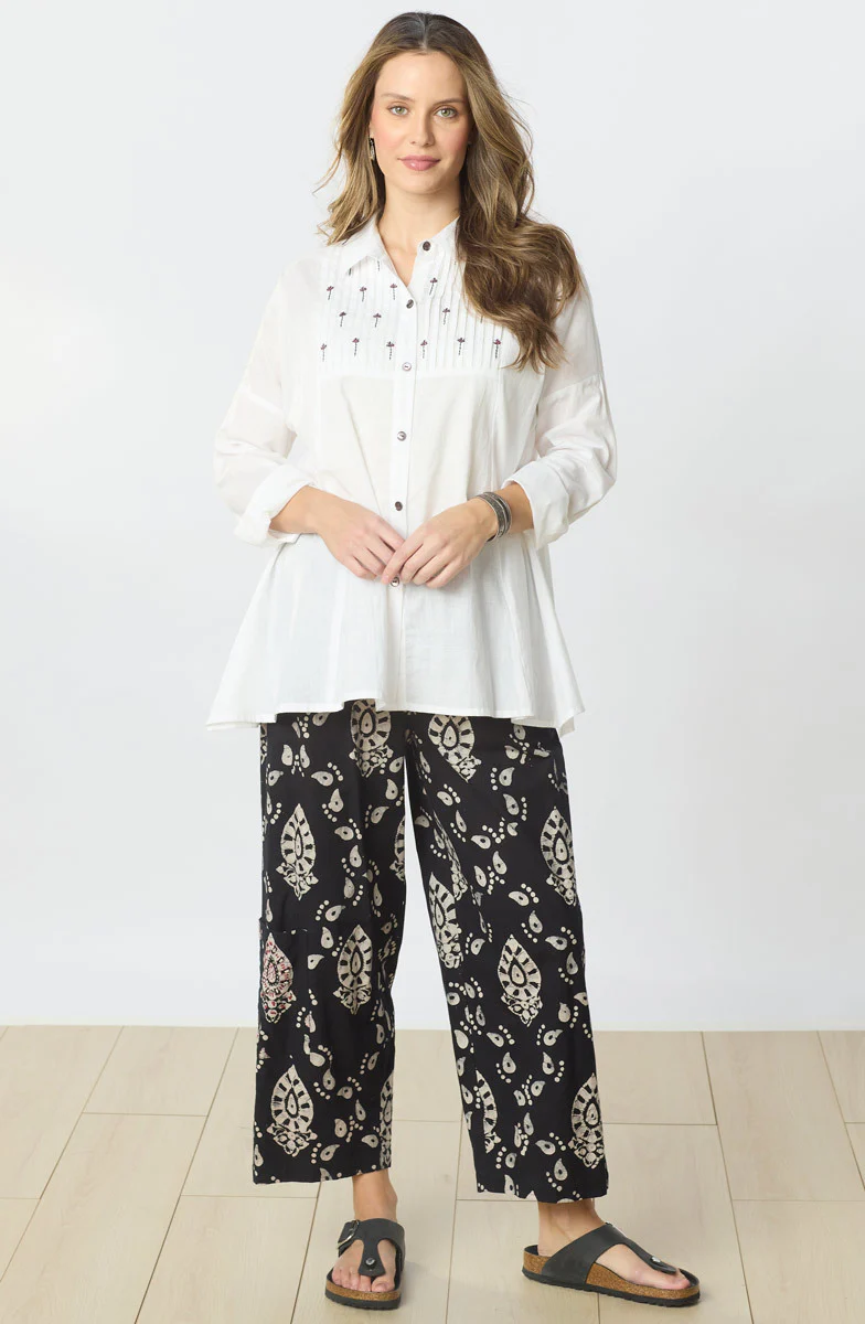 Vanita Classic Collar Embroidered Shirt - White - Image 5