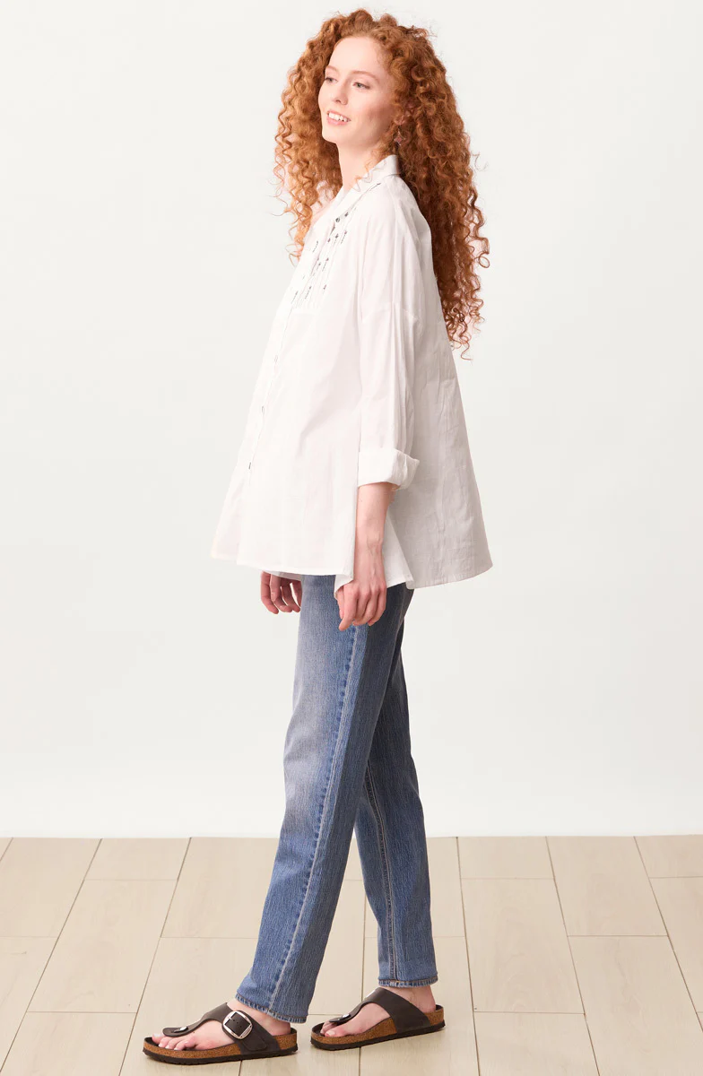Vanita Classic Collar Embroidered Shirt - White - Image 6