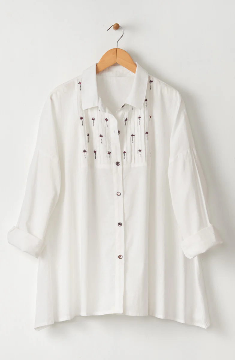 Vanita Classic Collar Embroidered Shirt - White - Image 7