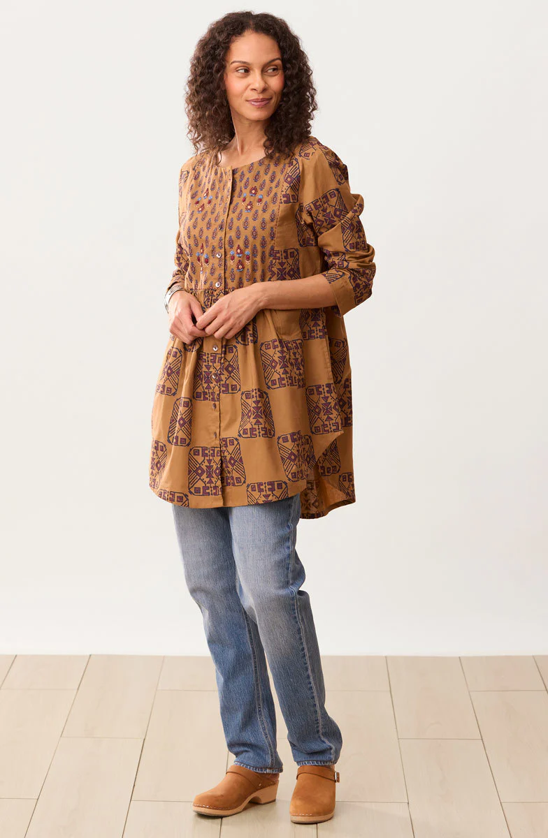 Vasanti Organic Mixed Print Tunic - Maple/Multi - Image 5