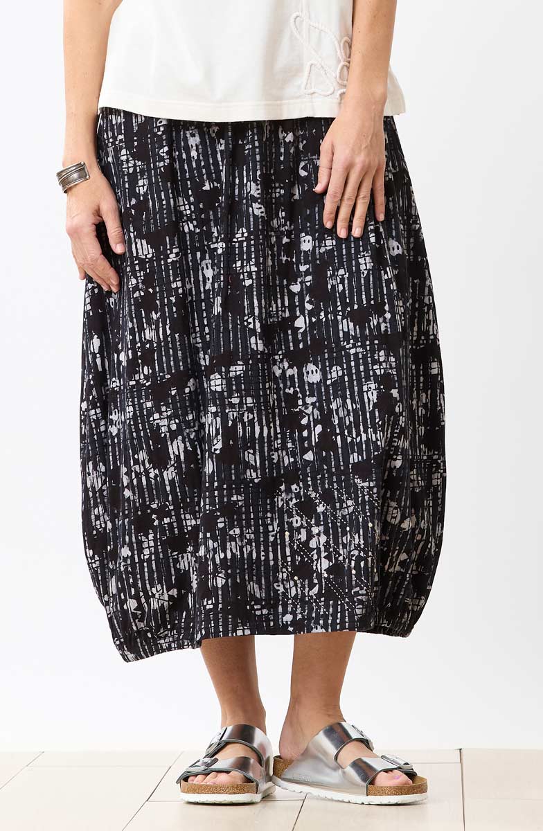 Veena Pull-On Lantern-Hem Jersey Skirt - Black - Image 3