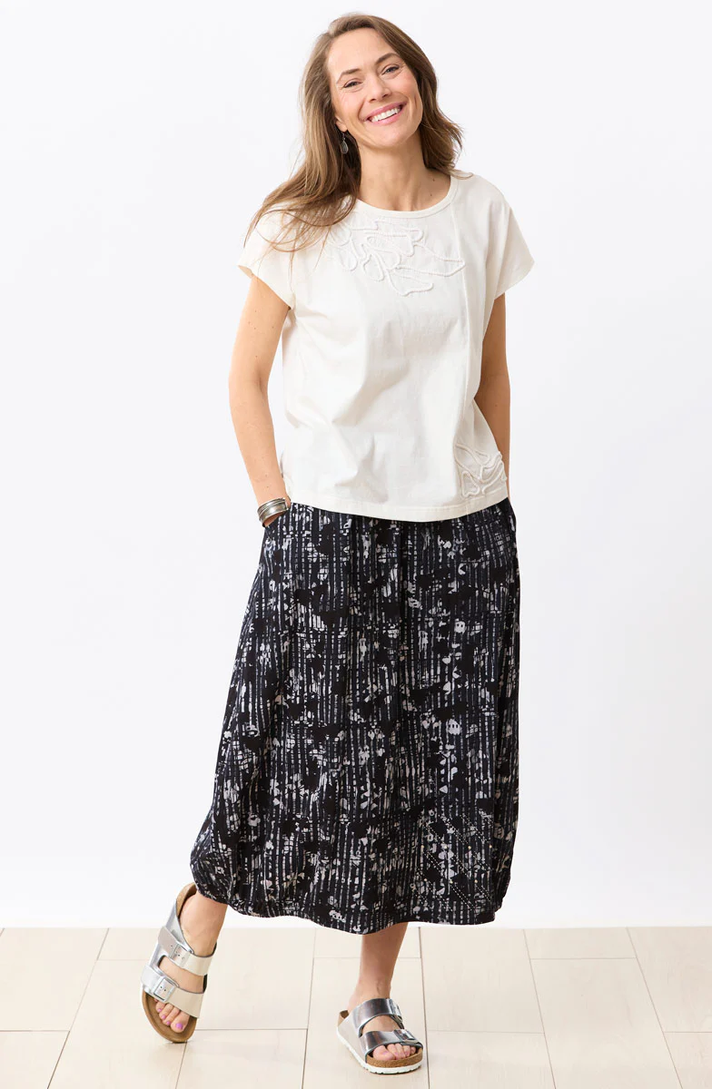 Veena Pull-On Lantern-Hem Jersey Skirt - Black - Image 4
