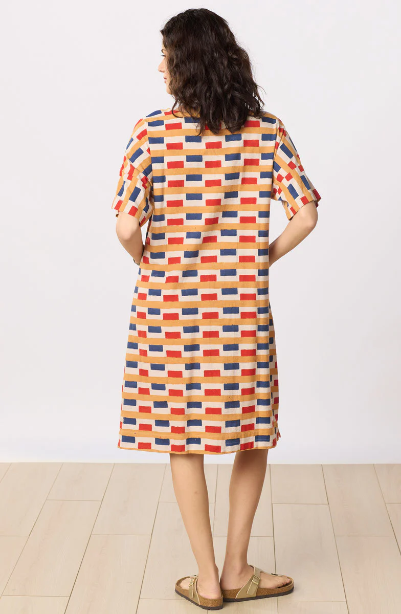 Vishala Drop-Shoulder Knee-Length Shift Dress - Oatmeal/Multi - Image 5