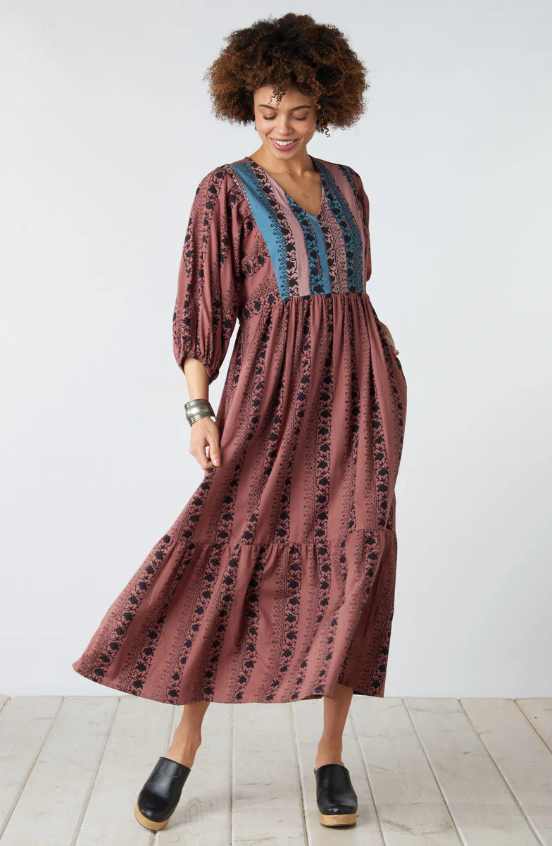 Zahara Blouson Maxi Dress - Ambrosia/Multi