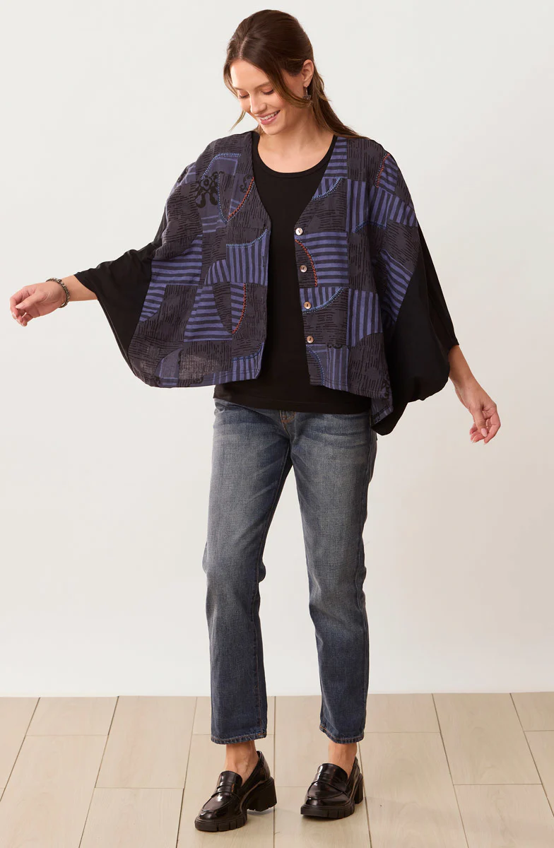 Zeenal Upcycled Patchwork Top - Black/Multi/Chindi - Image 6